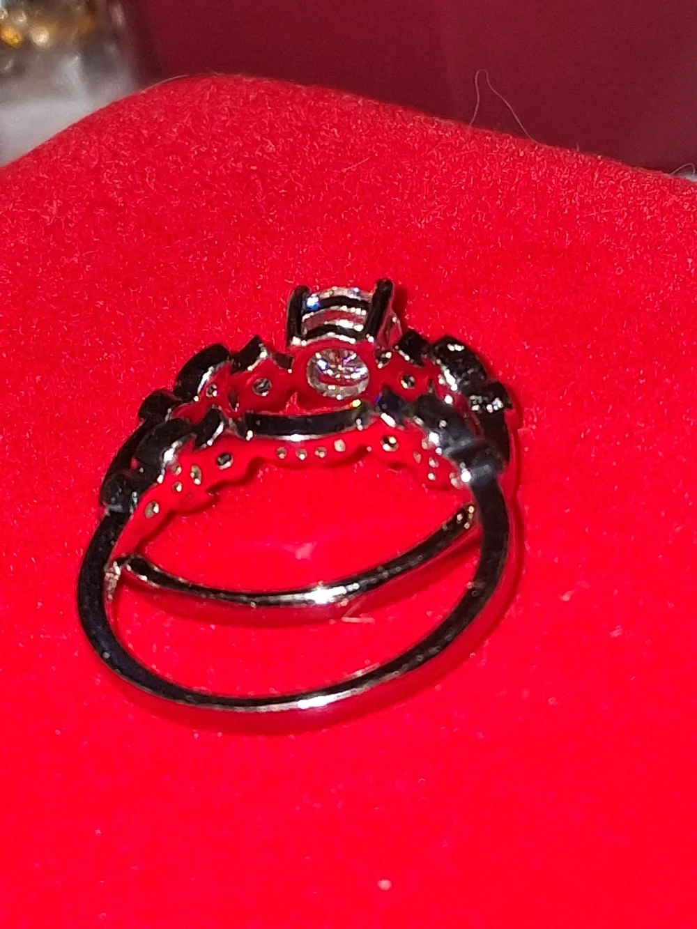 S925 Source Unknown Silver Ring with Deep Blue and White Stones